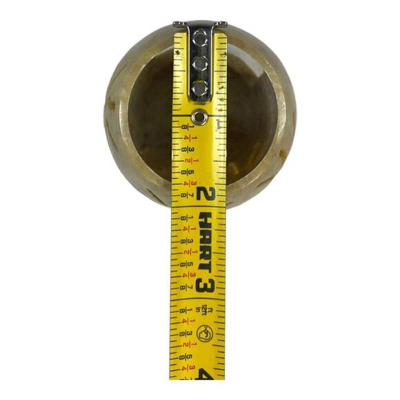 Handcrafted Stone Tealight Holder Made In India  3" Natural Beige Floral Cutouts - Picture 5 of 10